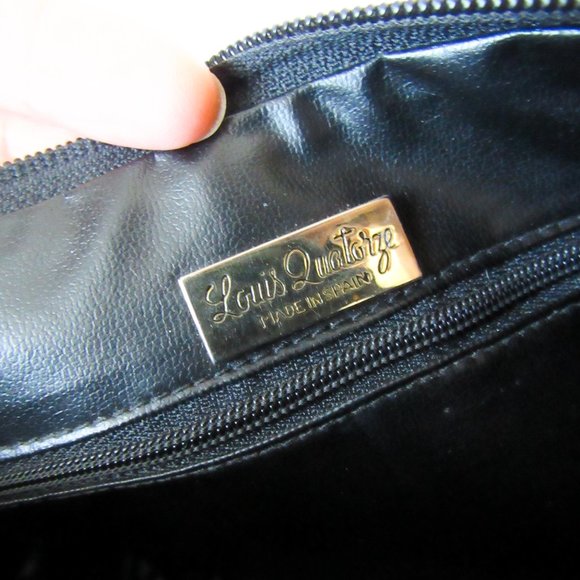 Vintage Classic Black Leather Shoulder Bag by Louis Quatorze. Made in Spain - Picture 5 of 12